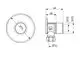 Winkelkupplung mit Absperrventil in technischer Zeichnung. Sichtbare Maße und Anschlussgrößen, hergestellt von HANSA. Designiert für Rohrsysteme.